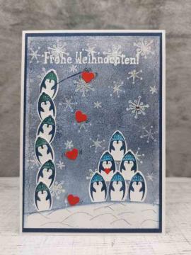 Grußkarte Frohe Weihnachten Pinguin handgemacht